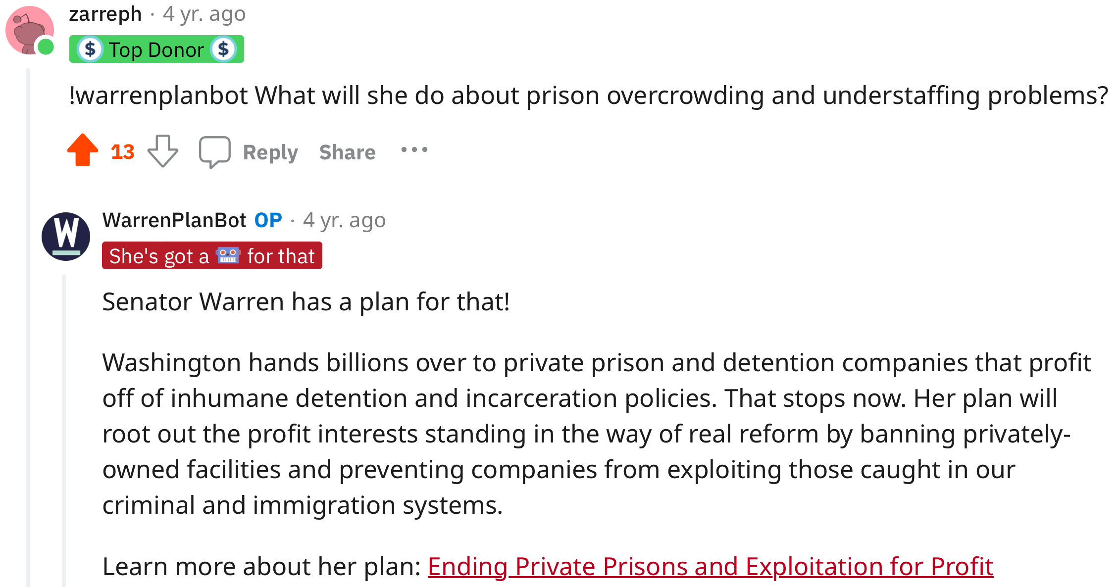 What her criminal justice reform plan